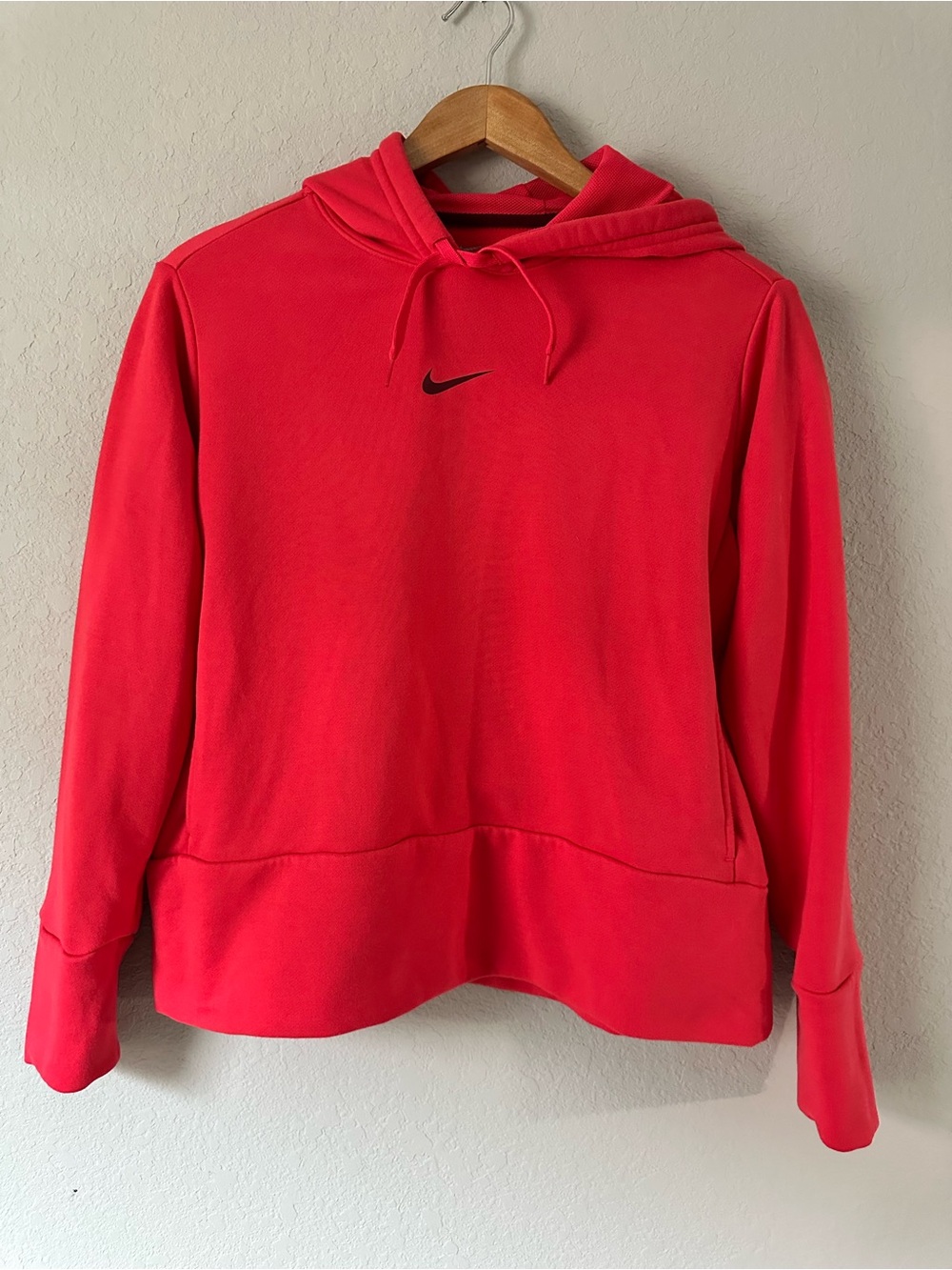 Nike Women's Bright Red Hoodie with Black Swoosh